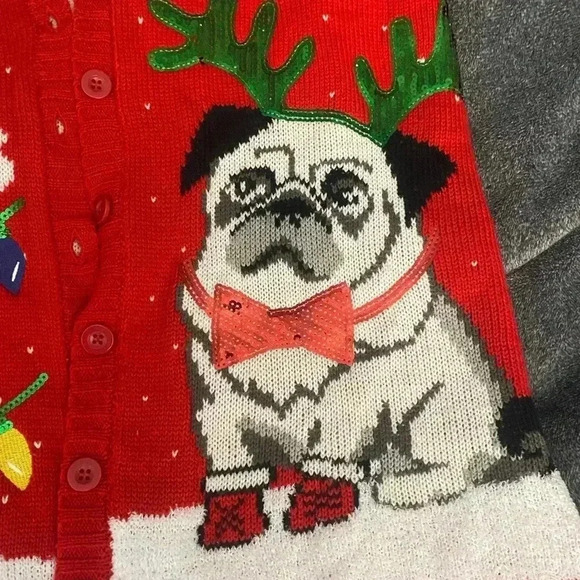 Merry Pugmas Christmas Sweater vest size 1x - Picture 3 of 5